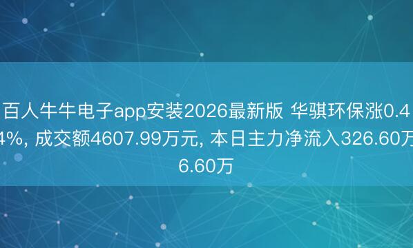 百人牛牛电子app安装2026最新版 华骐环保涨0.44%, 成交额4607.99万元, 本日主力净流入326.60万